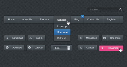 Minimalist Dark Psd Web UI Set