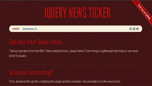 jQuery News Ticker