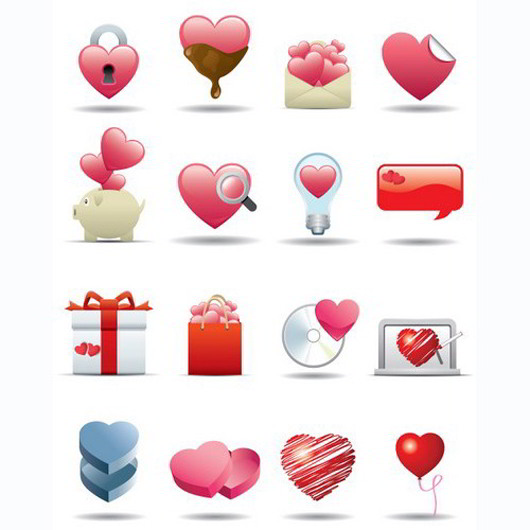 Heart Style Valentine Icon Set