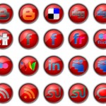 Red Button Social Media Icons