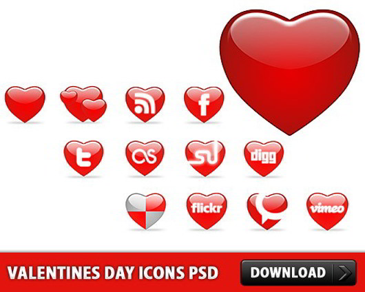 Valentines Day Icons PSD