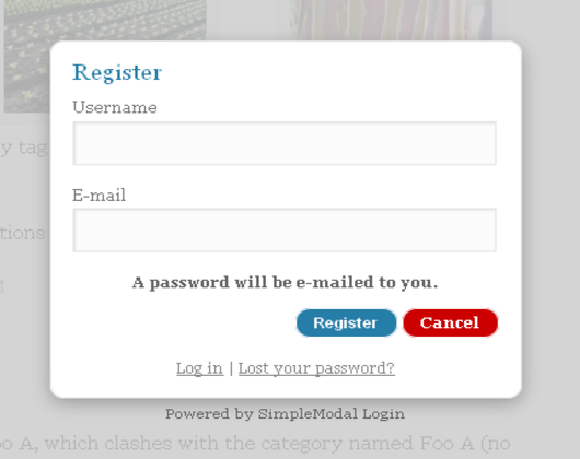Simple Modal Login WordPress Register